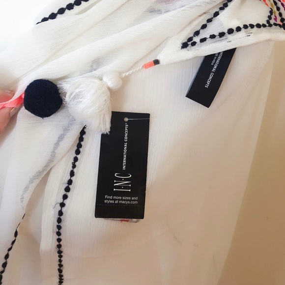 INC Embroidered Bias Tassel Scarf - Picture 4 of 5
